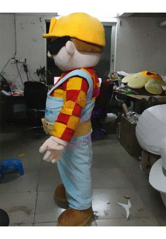Babu Engineer Mascot Costume Boy Party Outfit Dress Parade Lumberjack Unisex NEW