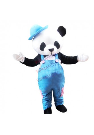 Blue China Panda Mascot Costume Suits Cosplay Unisex Dress Party Game Outfit New