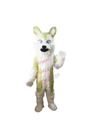 Green Husky Dog Wolf Fox Mascot Costume Cosplay Mascotte Party Fancy Dress Adult