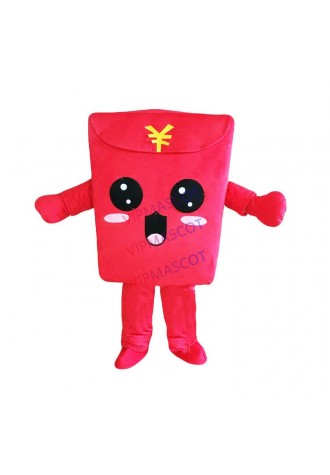 Year Red Envelope Mascot Costume Suit Cartoon Character Adult Fancy Dres A+