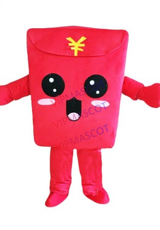 Year Red Envelope Mascot Costume Suit Cartoon Character Adult Fancy Dres A+