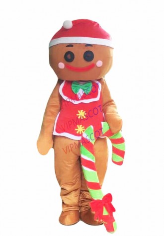 Xmas Gingerbread Man Oven Break Mascot Costume Tailor Suit Outfit Cosplay Unisex