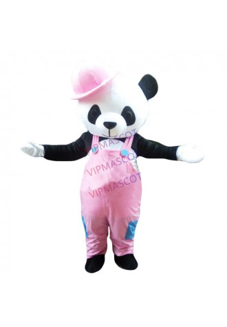 Pink China Panda Mascot Costume Suits Cosplay Unisex Dress Party Game Outfit New