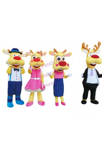 Lovely Deer Mascot Costume Family Style Outfit Animal Reendeer Parade Elegant A+