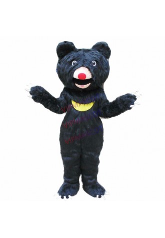 Long Fur Black Bear Mascot Suit Animal Adults Cosplay Costume Outfit Party Dress