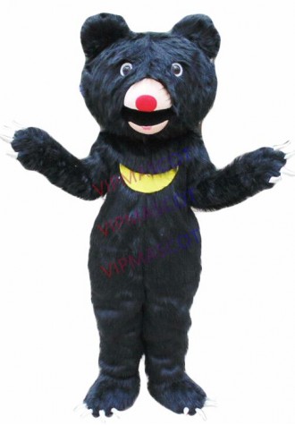 Long Fur Black Bear Mascot Suit Animal Adults Cosplay Costume Outfit Party Dress