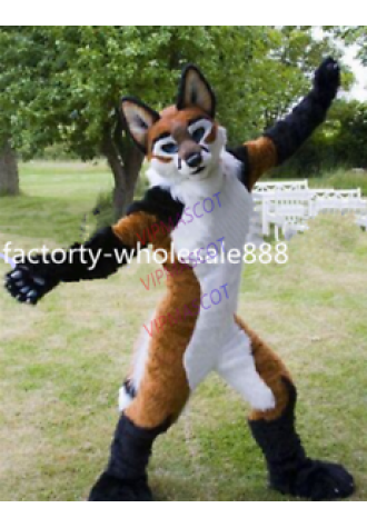 Fox Mascot Costume Long Fur Big Brown Wisdom Charming Interesting Outfits Adults