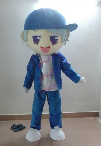 Halloween Blue Hat Boy Mascot Costume  Cosplay Party Clothing Carnival Adults
