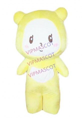 Halloween Yellow Bear White Teeth Mascot Costume Cosplay Clothing Carnival Adult
