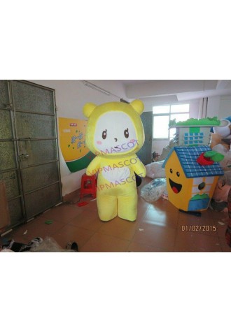 Halloween Yellow Bear White Teeth Mascot Costume Cosplay Clothing Carnival Adult