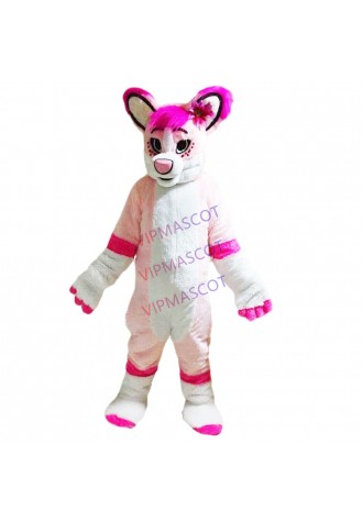 Pink Husky Card Mascots Costume Adult Mascots Costume Fancy Dress Gift A+++