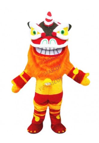 Zodiac Lion Mascot Costume Wool Art Chinese Folk Party Animal Dress Suit Cosplay