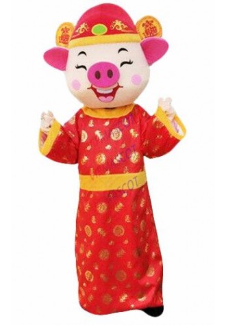 Golden Pig Mascot Costume Suit Cosplay Party Game Dress Outfit Halloween Adult