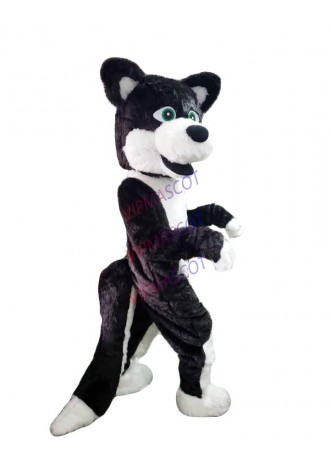 Black Husky Dog Mascot Costume Cosplay Adult Clothing Suit Parade