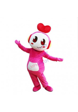 Blue/Pink Music Headset Mascot Costume Suit Advertising Parade Dress Outfit Xmas