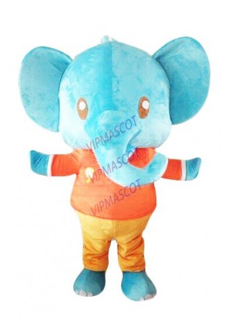 Halloween Cute Blue Elephant Mascot Costume Cosplay Outfits Clothing Carnival