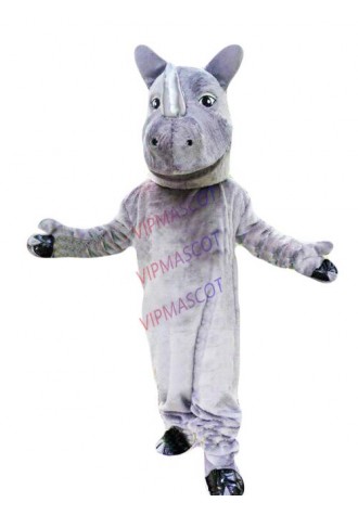 Grey Rhino Mascot Costume Suit Cosplay Party Game Dress Outfit Halloween Adult