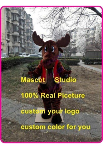 Reindeer Mascot Costume Suit Cosplay Party Game Dress Outfit Halloween Adult