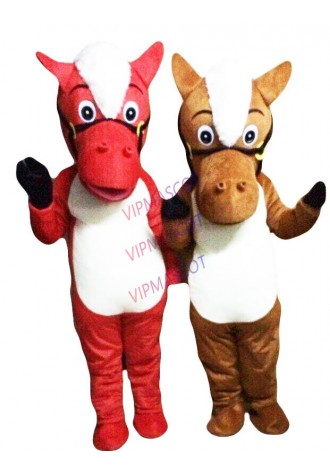 Red Horse Mascot Costume Suit Cosplay Party Fancy Dress Outfit Halloween Adult
