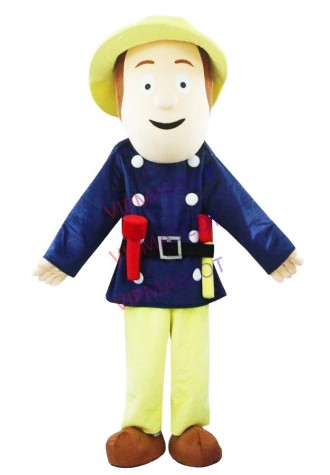 High Fireman Sam Mascot Costume Firefighter Christmas Party Dress Suit Gift