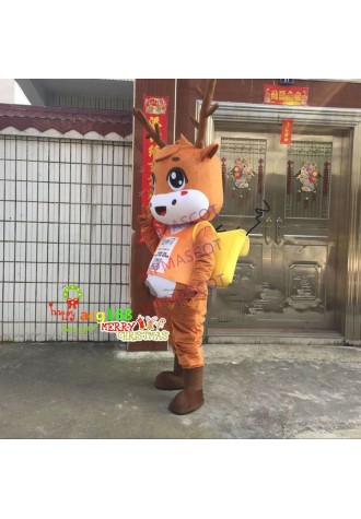 Christmas Carnival Reindeer Parade Animal Happy Deer Mascot Costume Suit Cosplay