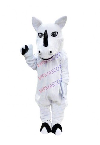 White Rhino Mascot Costume Suit Cosplay Party Game Dress Outfit Halloween Adult