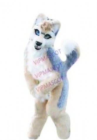 Long Fur Beige Husky Dog Fox Fursuit Mascot Costume Cosplay Fancy Dress Adults