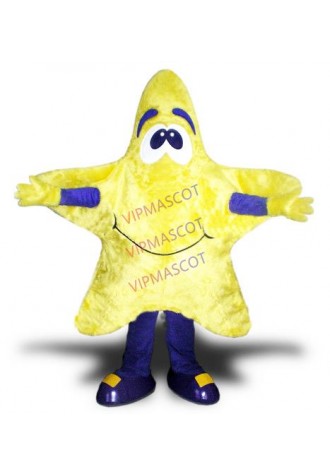 mascot Cute Yellow Star Mascot Costume Lovely Purple Star Cartoon Character Adult Fancy Dress Suit