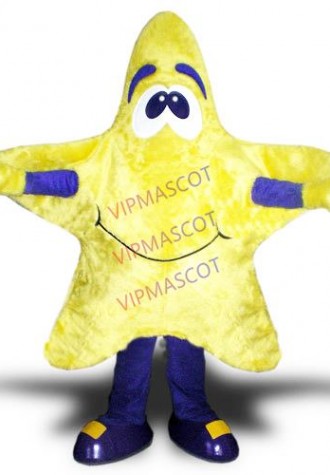 mascot Cute Yellow Star Mascot Costume Lovely Purple Star Cartoon Character Adult Fancy Dress Suit