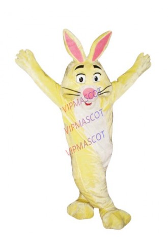 mascot Easter Yellow Bunny Rabbit Mascot Costume Adult Size Cartoon Character Plush Mascotte Outfit Suit EMS FREE SHIP