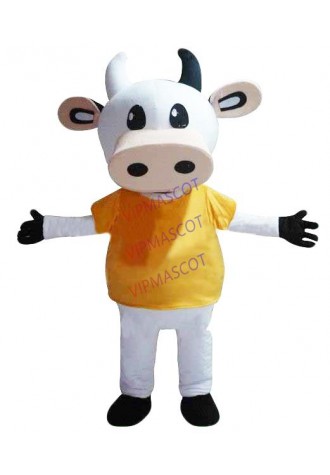 mascot Yellow Coat Milk Cow Mascot Costume Dairy Cattle Cow Calf Mascotte Adult Size Cow Costumes Cosply Canival Costume