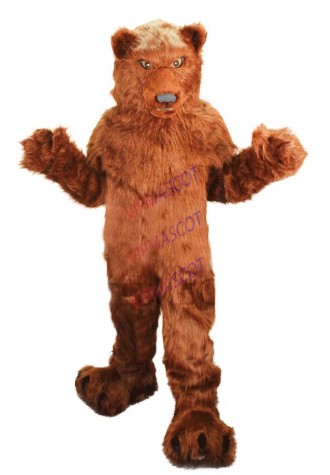 mascot Long Hair Plush Grizzly Bear Mascot Costume Adult Size Firece Animal Carnival Party Costume Cosply Fancy Dress