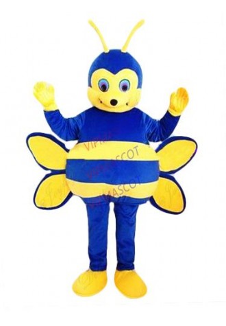 Hot selling Adult cartoon character lovely blue bee Mascot Costume fancy dress party costumes