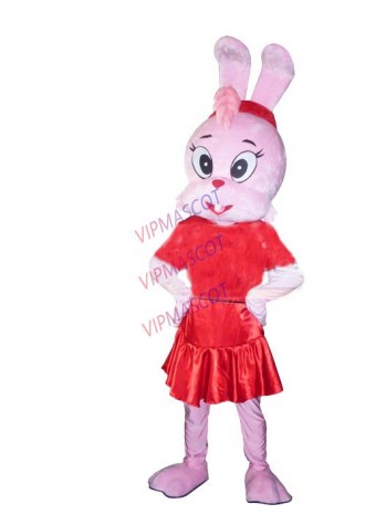 New arrival Adult cute red happy rabbit mascot fancy dress costumes Halloween party costumes