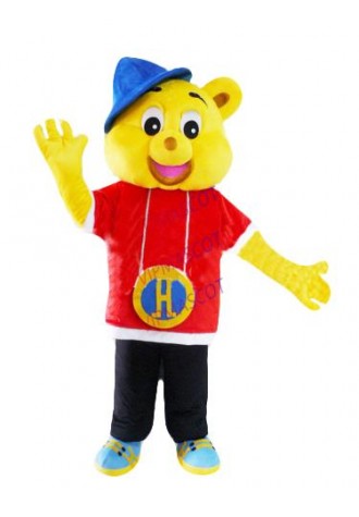Hot selling Cute Adult cartoon lovely blue hat bear mascot costume suit fancy dress party costumes adult size