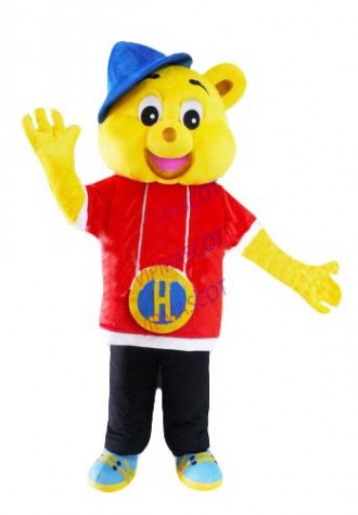 Hot selling Cute Adult cartoon lovely blue hat bear mascot costume suit fancy dress party costumes adult size