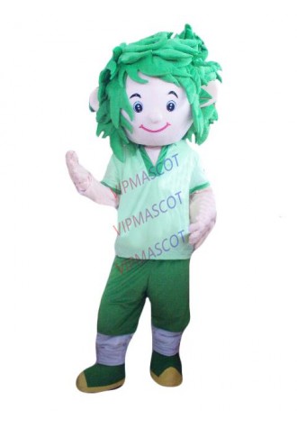 New arrival Cute Adult lovely green head boy mascot fancy dress costumes cartoon party costumes adult size