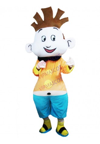 New arrival Cute Adult cute brown hair boy mascot fancy dress costumes Halloween cartoon party costumes
