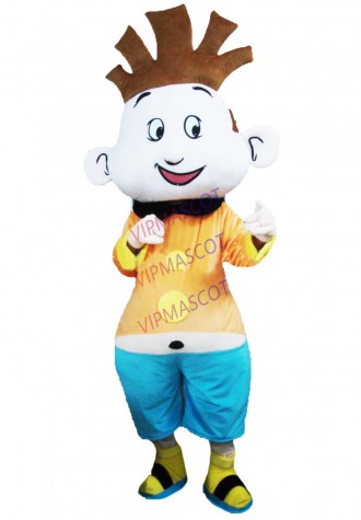 New arrival Cute Adult cute brown hair boy mascot fancy dress costumes Halloween cartoon party costumes