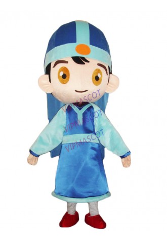 Hot sale Foam Adult cute blue dress boy mascot fancy dress costumes Halloween cartoon party costumes