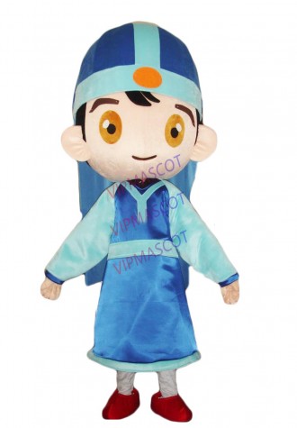 Hot sale Foam Adult cute blue dress boy mascot fancy dress costumes Halloween cartoon party costumes