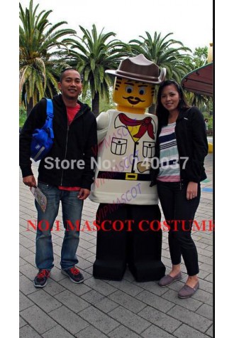 mascot block bricks cowboy mascot costume custom hero cosplay cartoon character carnival costume fancy dress