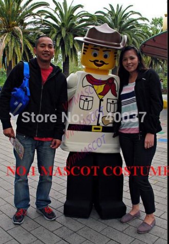 mascot block bricks cowboy mascot costume custom hero cosplay cartoon character carnival costume fancy dress