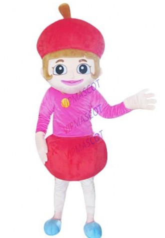 Good visual top sale cherry girl costume adult cherry mascot costume