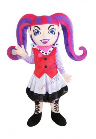 Latest high quality Pretty Red Mexican Girl Mascot Costume Girl Adult With Long Black Braid Big Eyes Holiday special clothing