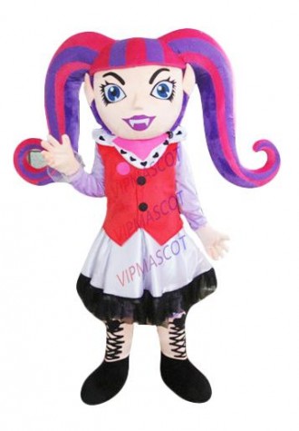 Latest high quality Pretty Red Mexican Girl Mascot Costume Girl Adult With Long Black Braid Big Eyes Holiday special clothing