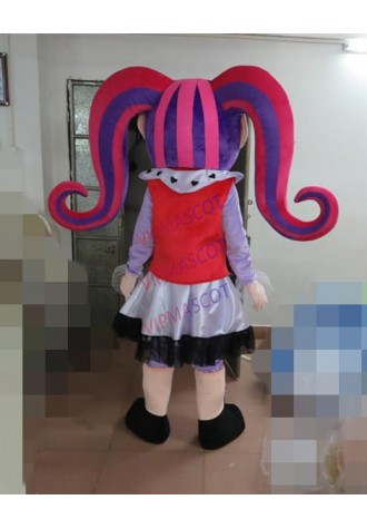 Latest high quality Pretty Red Mexican Girl Mascot Costume Girl Adult With Long Black Braid Big Eyes Holiday special clothing