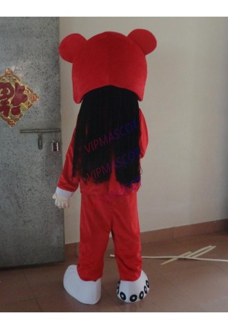 Latest high quality red girl with coat Mascot Costume Adult Size Fancy Dress Suit Mascot Costume Holiday special clothing