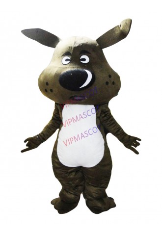 Black Dog Mascot Costume With Black Suit Small White Eyes Adult Size Cartoon Character Party Suit