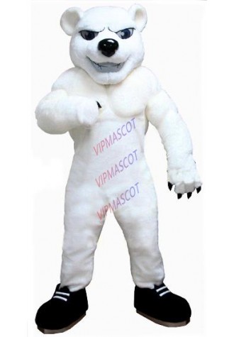 Anime Cosply Costume White Muscle Polar Bear Mascot Costume Adult Cartoon Character Mascotte Fancy Dress Suit Kits for 1953